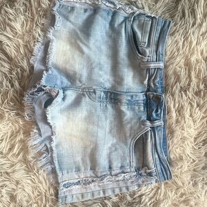 Levi's Light Blue Jean Shorts with Frayed Hem